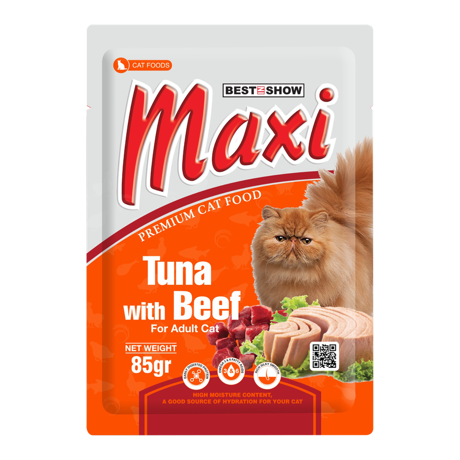 [PAKET HEMAT 12 PCS] Maxi Pouch — Tuna with Beef (85 g)