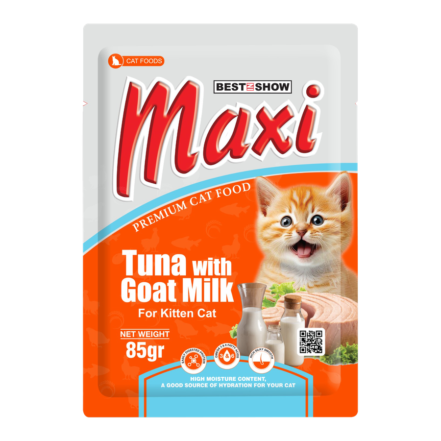 [PAKET HEMAT 12 PCS] Maxi Pouch — Tuna with Goat Milk (Kitten) (85 g)