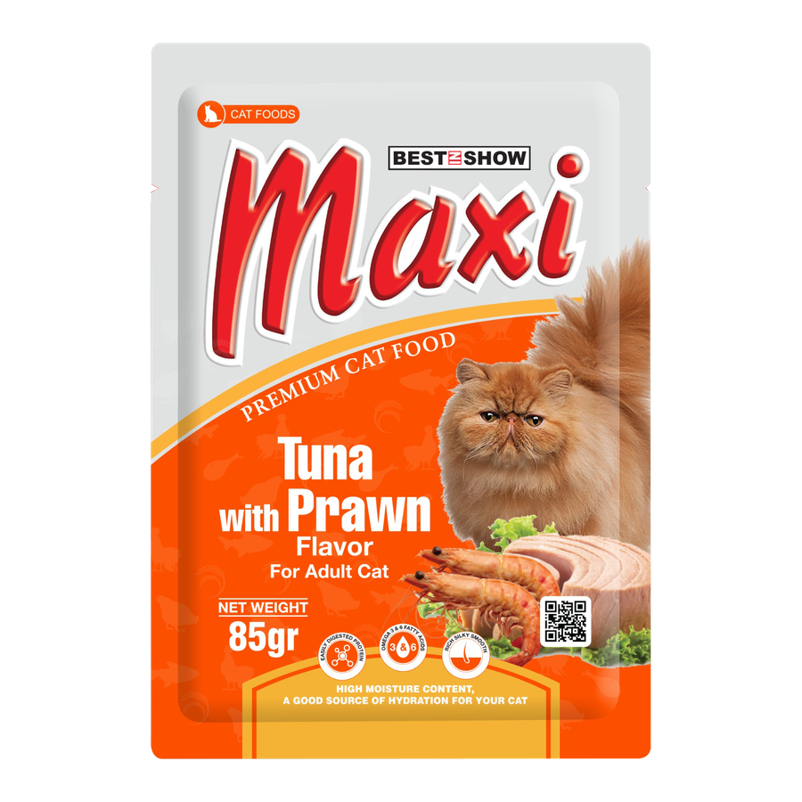 [PAKET HEMAT 12 PCS] Maxi Pouch — Tuna with Prawn Flavor (85 g)