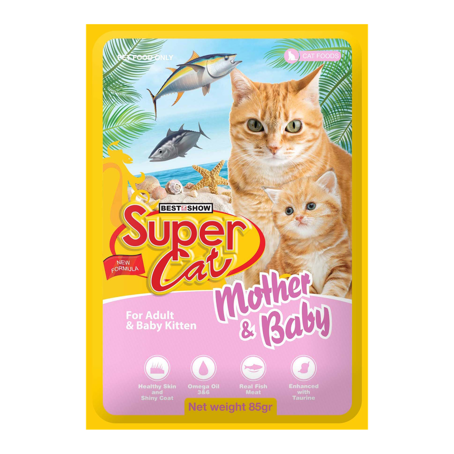 [PAKET HEMAT 12 PCS] SuperCat Pouch — Mother & Baby (85 g)