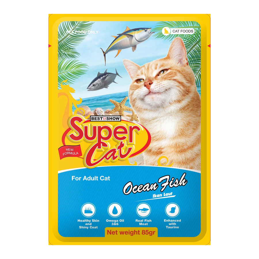 [PAKET HEMAT 12 PCS] SuperCat Pouch — Ocean Fish (85 g)