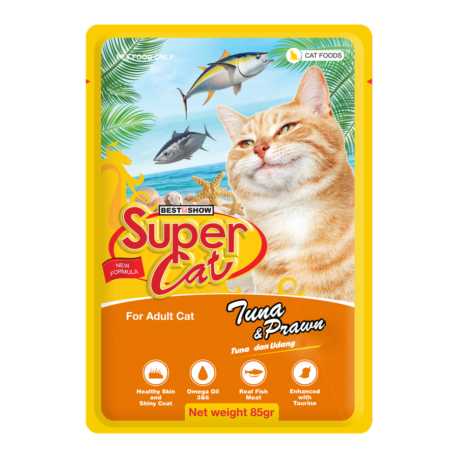 SuperCat Pouch — Tuna & Prawn Flavor (85 g)