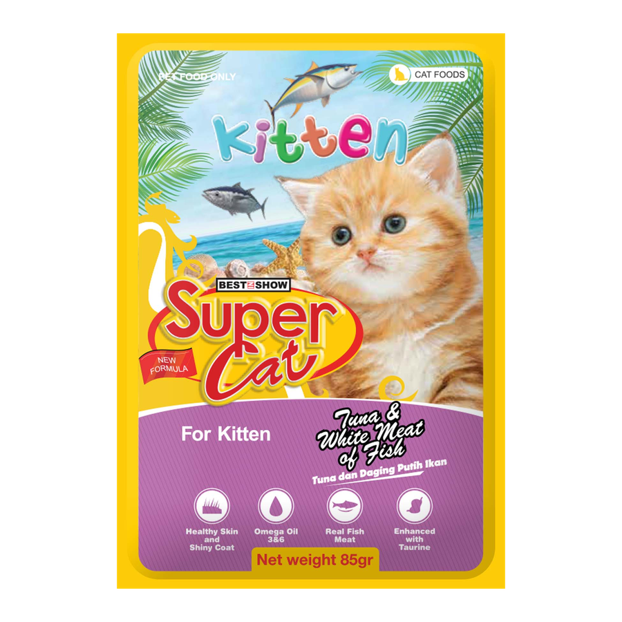SuperCat Pouch — Tuna & White Meat of Fish (Kitten) (85 g)