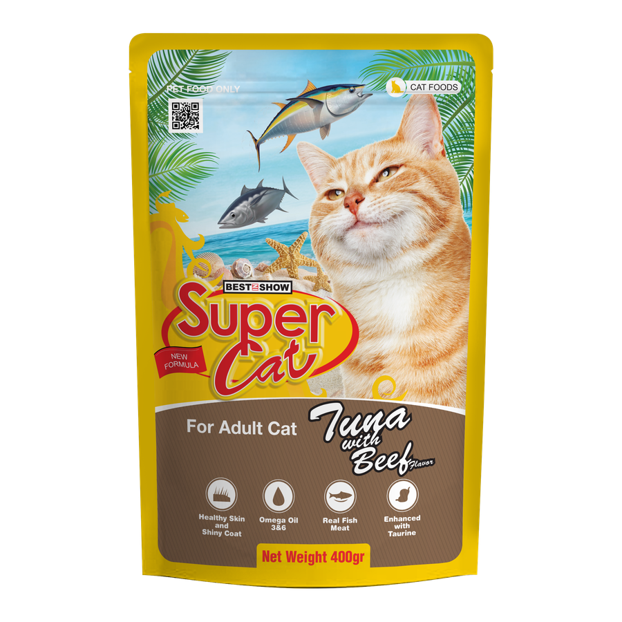 SuperCat Pouch — Tuna with Beef Flavor (400 g)
