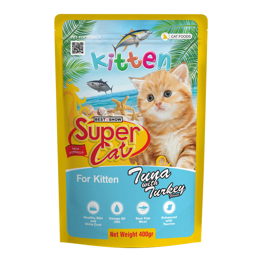 SuperCat Pouch — Tuna with Turkey Flavor (400 g)